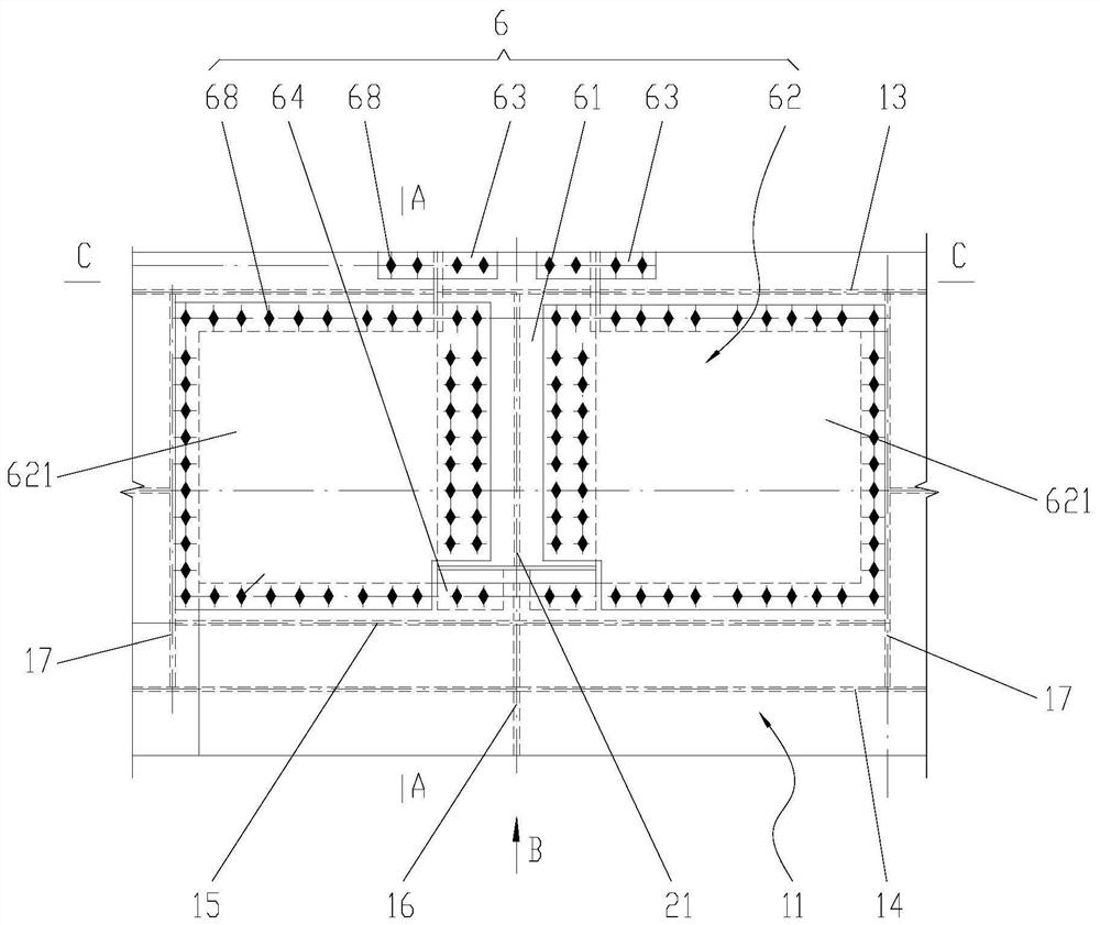 Connecting joint structure of continuous box type crane beam and lattice type column