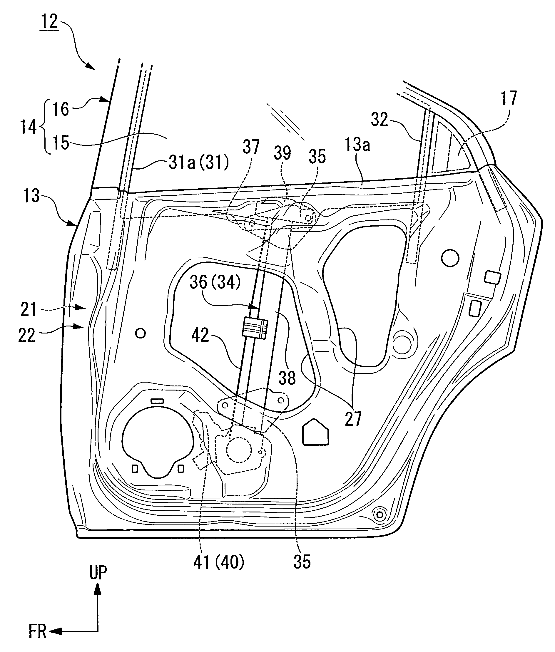 Elevating device for window glass