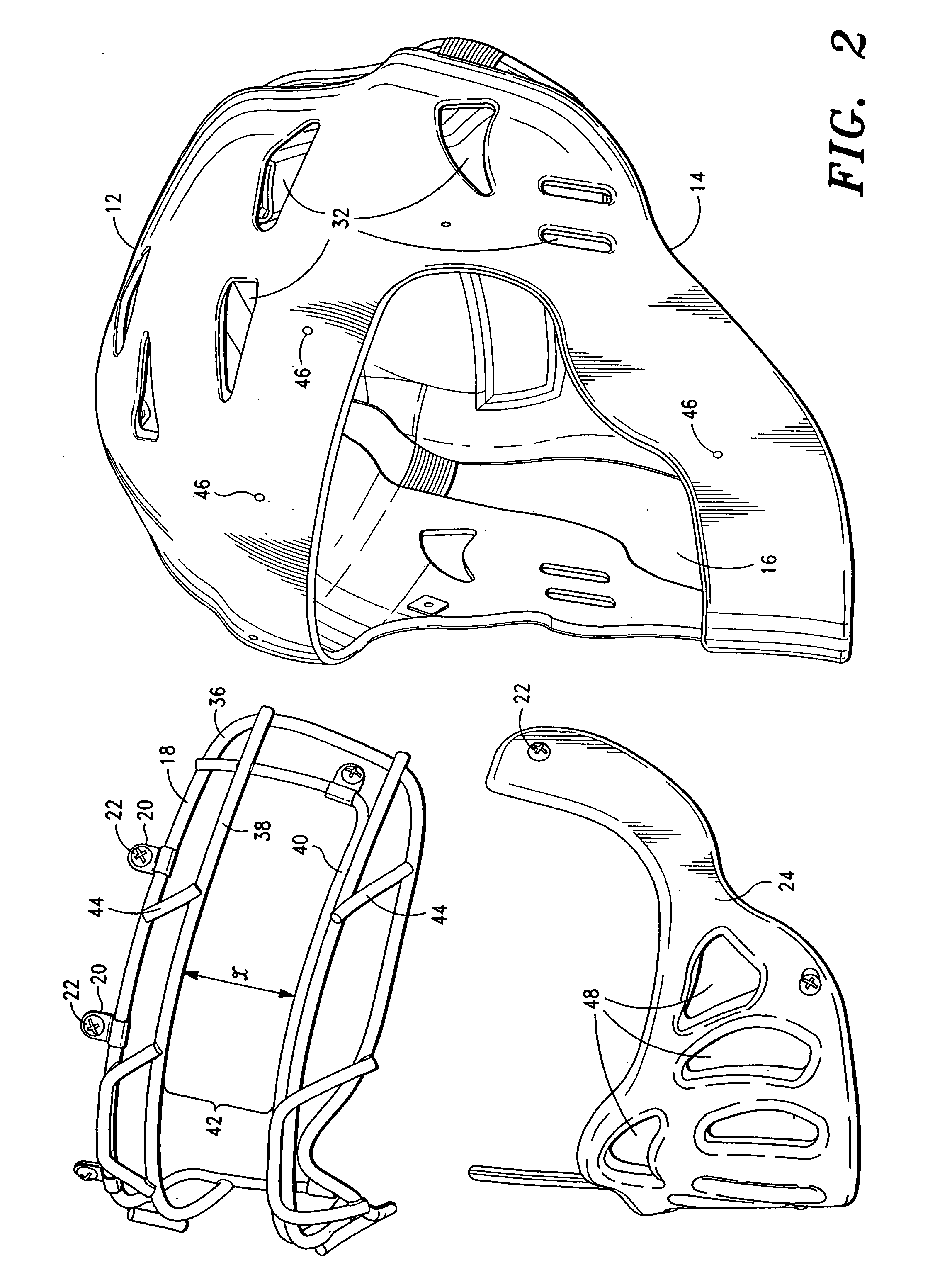 Protective sports helmet having a two-piece face cage