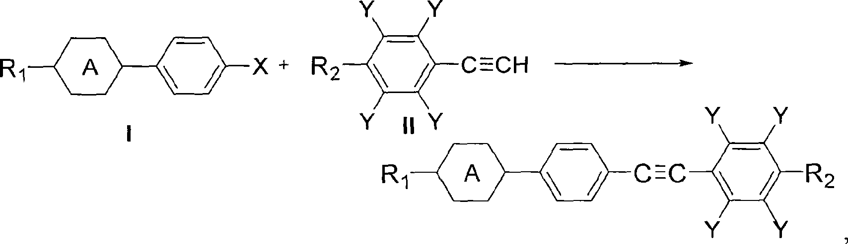 Method for synthesizing diaryl acetylene monomer liquid crystal