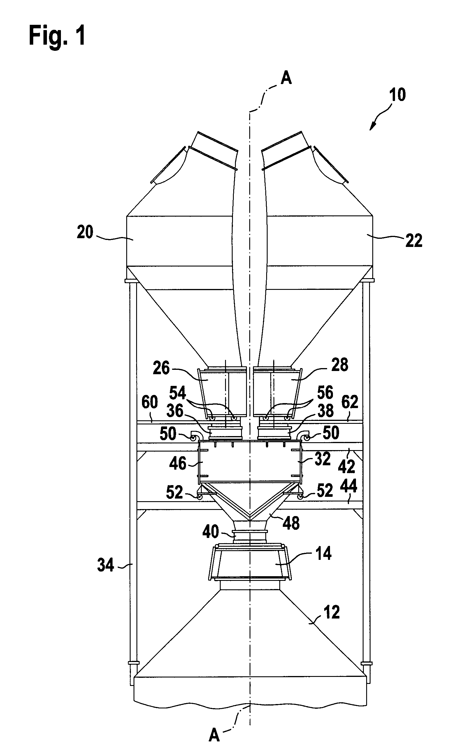 Three hopper charging installation for a shaft furnace