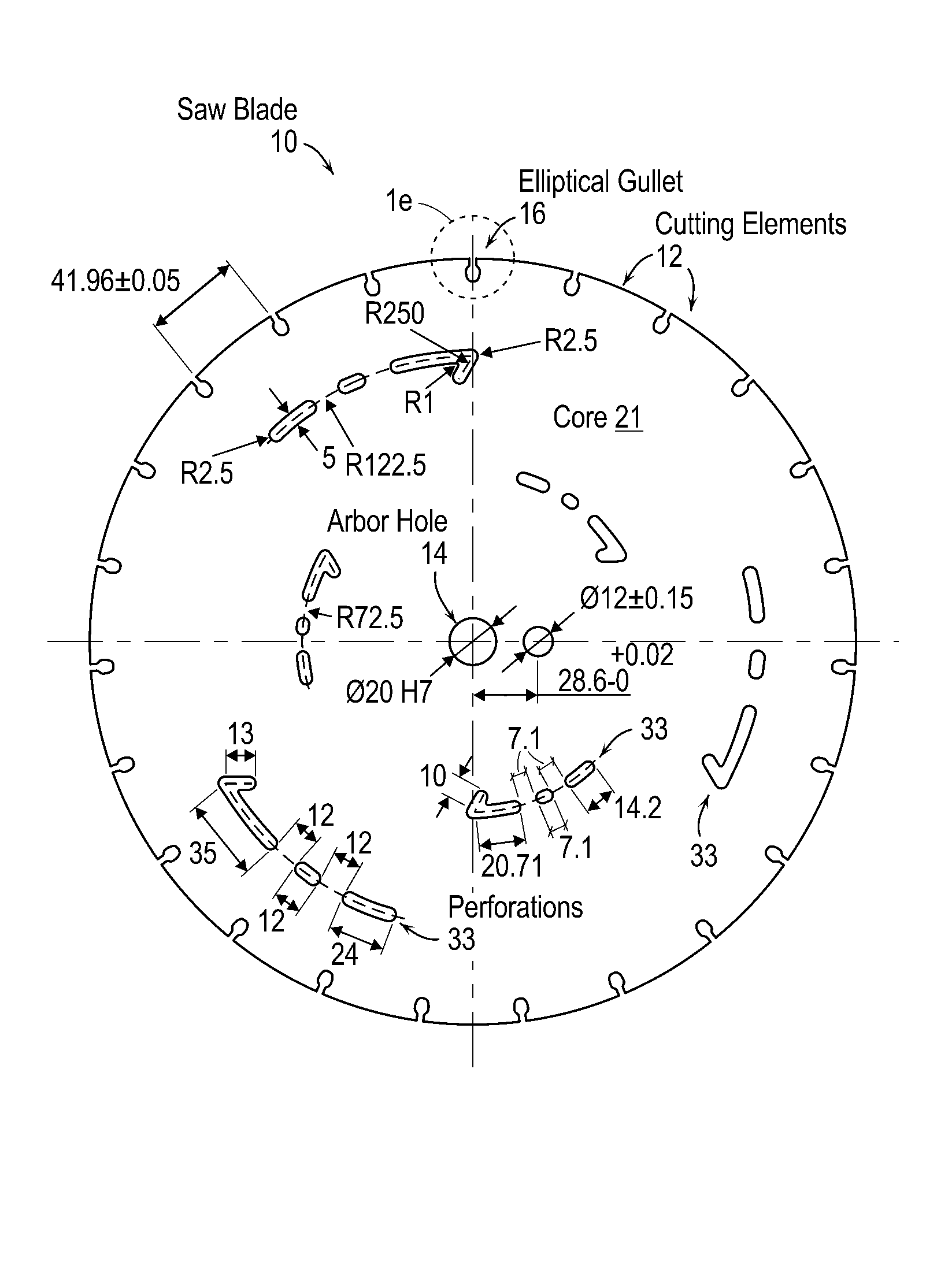 Circular Saw Blade With Elliptical Gullets