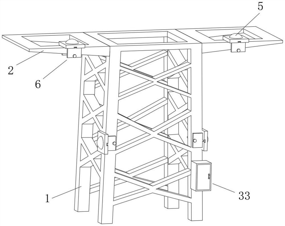 Power transmission line iron tower with inclination degree monitoring mechanism