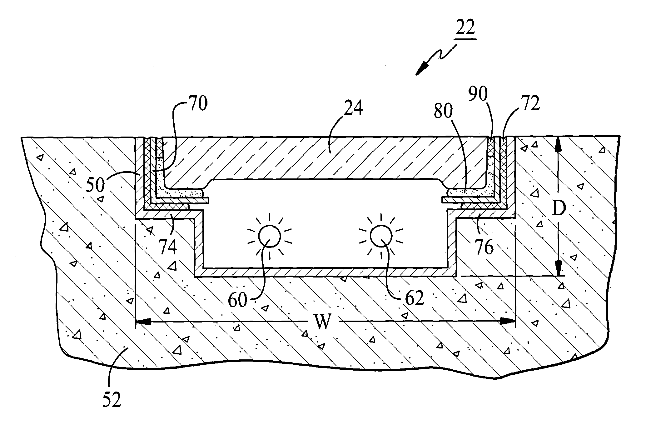 Illuminated glass deck light panel and method of installation