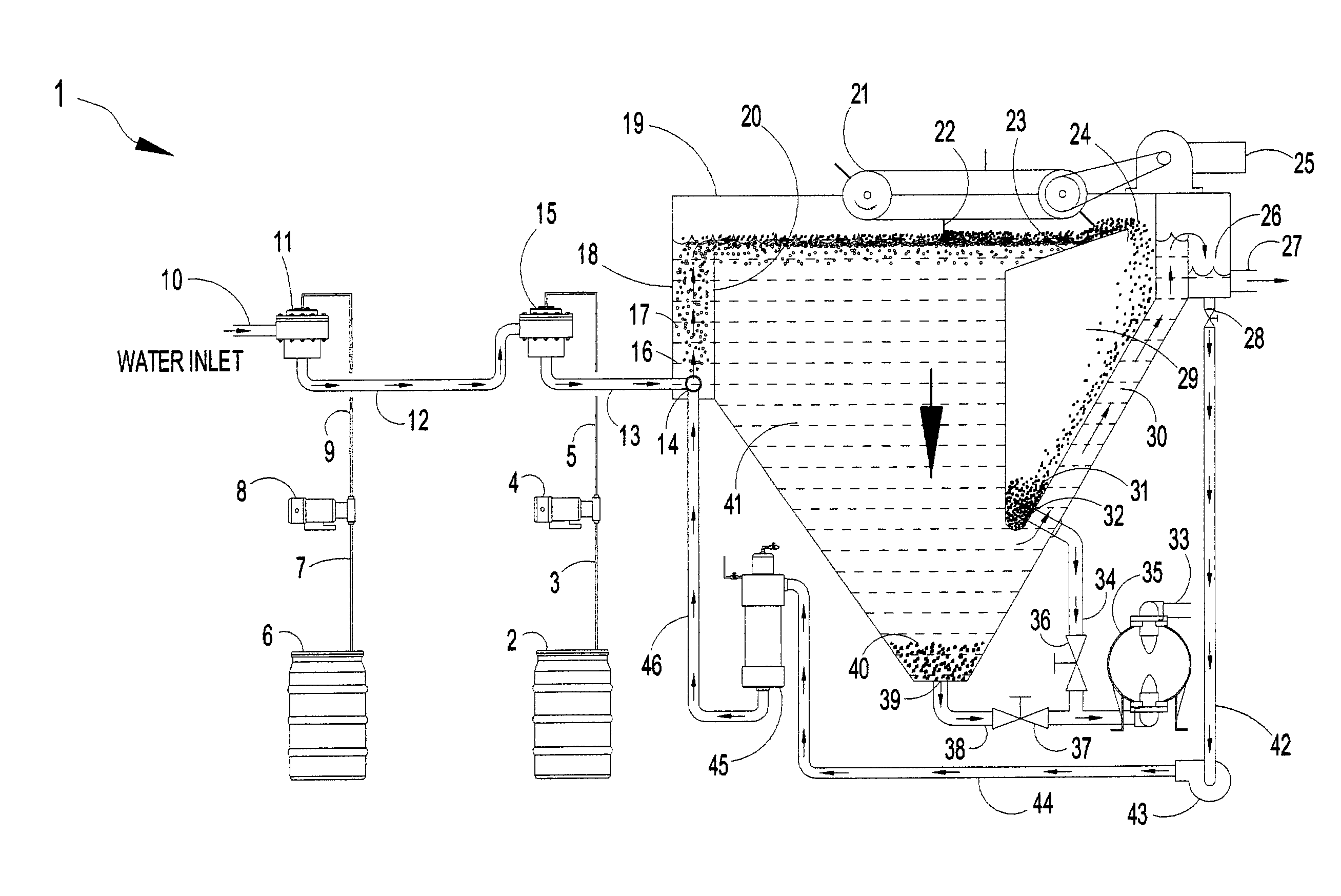 Methods and apparatus for separation of solids from liquids by dissolved gas floatation