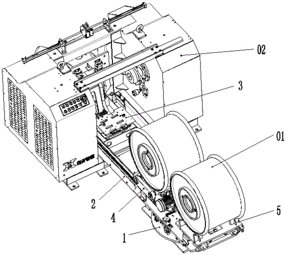 Automatic feeding and discharging method for welding wire spool