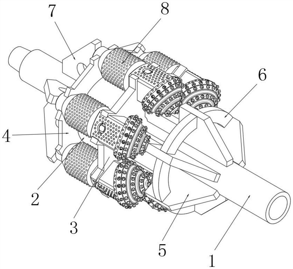 Pure rolling supporting and cutting integrated reamer bit