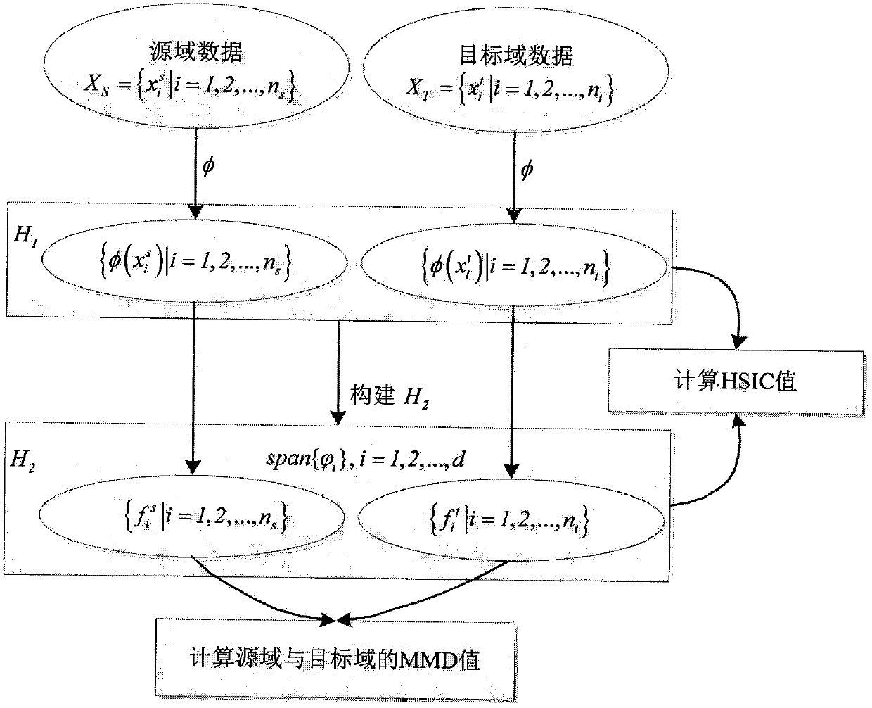 Domain self-adaptive dimensionality reduction method through keeping maximum dependency relationship between data conversion