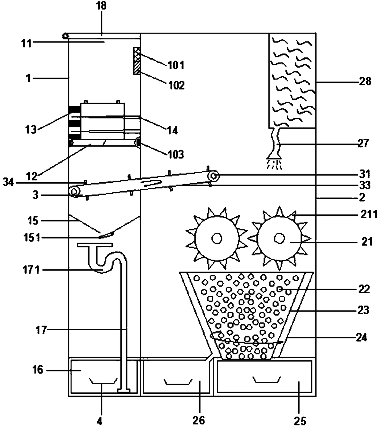 Lead storage battery recycling device