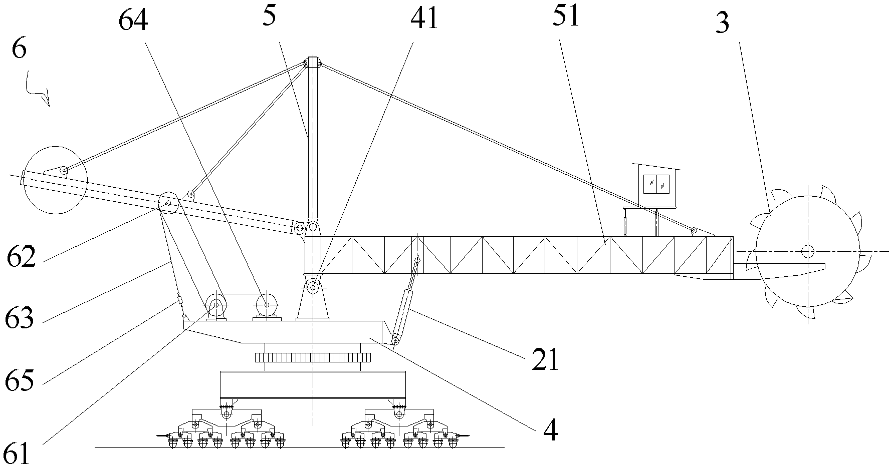 Engineering machine and movement cushioning device thereof and arm type bucket wheel machine equipped with movement cushioning device