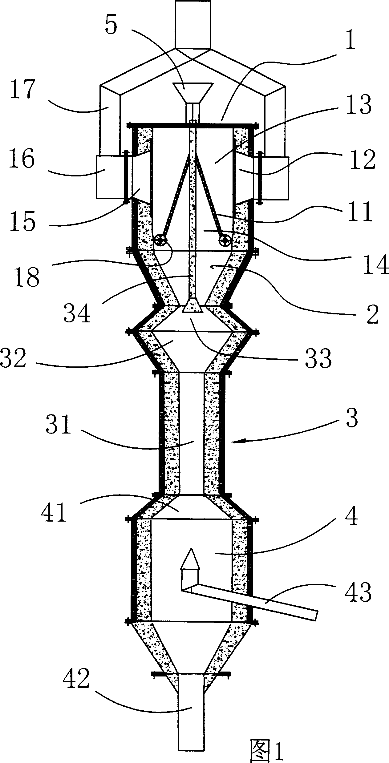 Equipment for calcinating cement clinker in large granule and fluidiazation