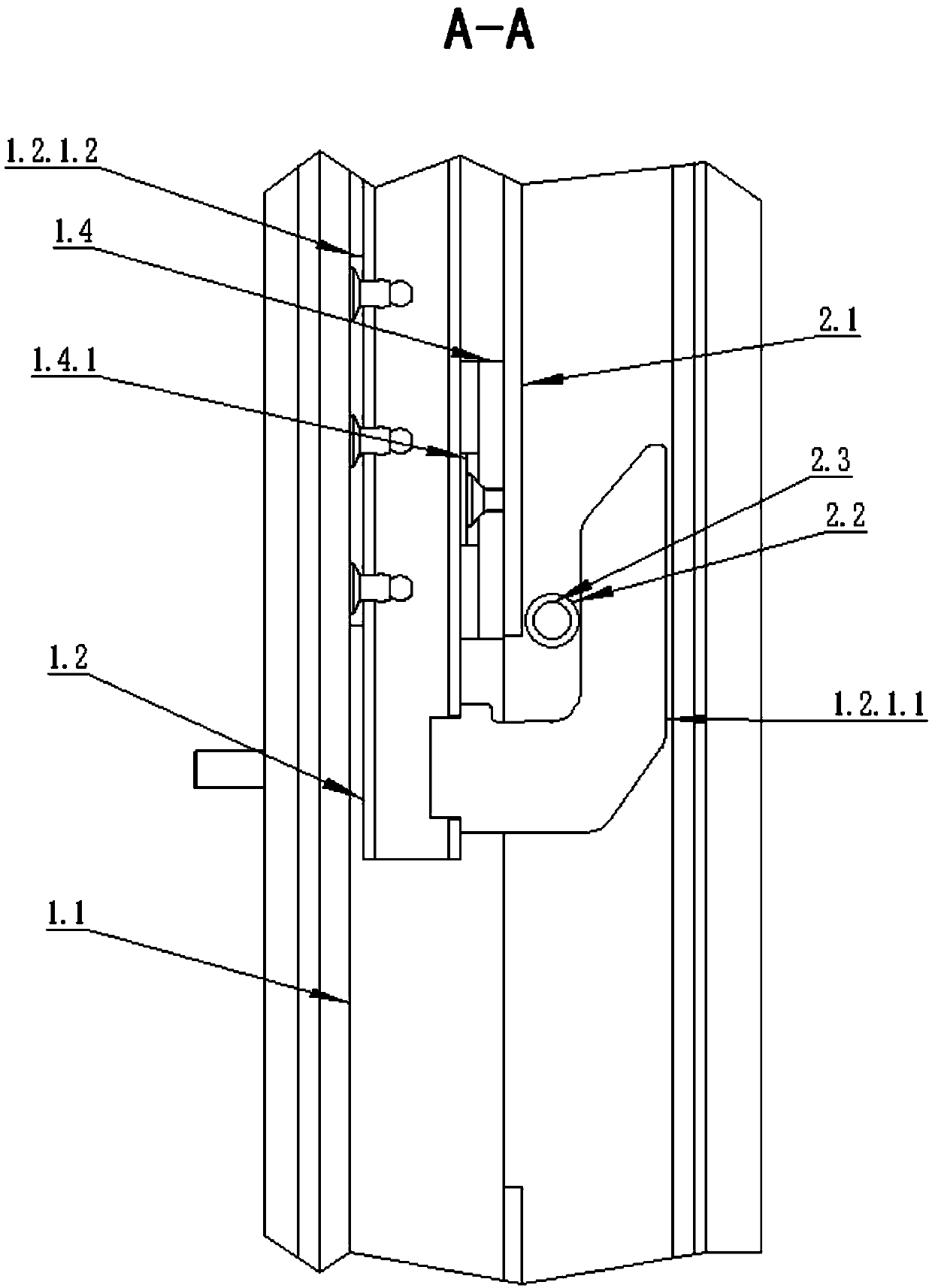 A loc mechanism for a vehicle body frame of a through-road