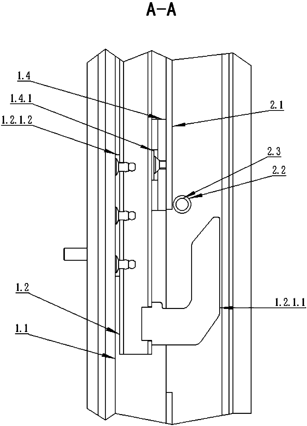 A loc mechanism for a vehicle body frame of a through-road