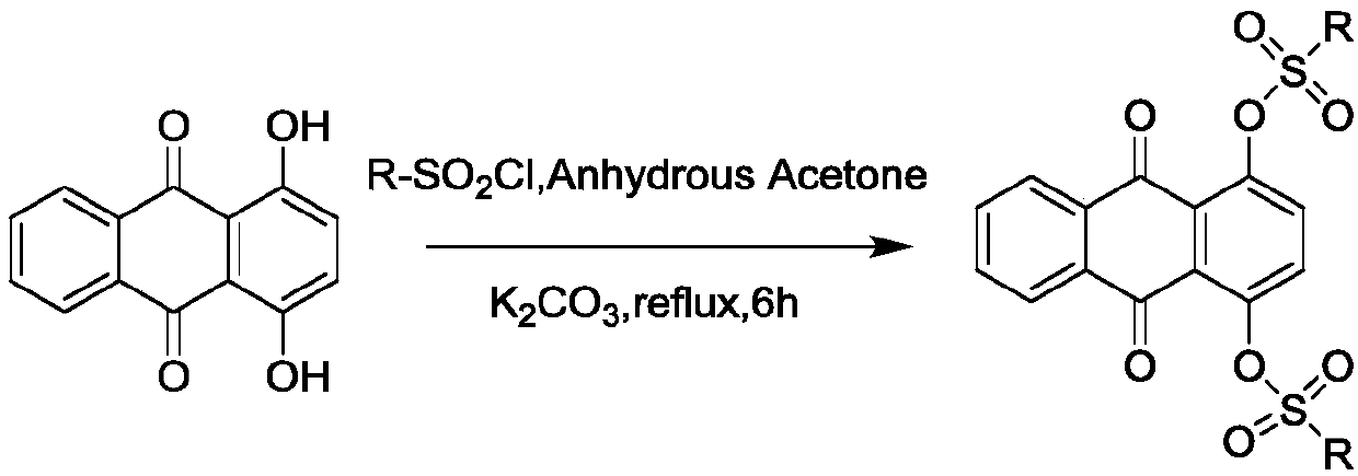 Sulfonyl ester group anthraquinone derivative, preparation method and application thereof