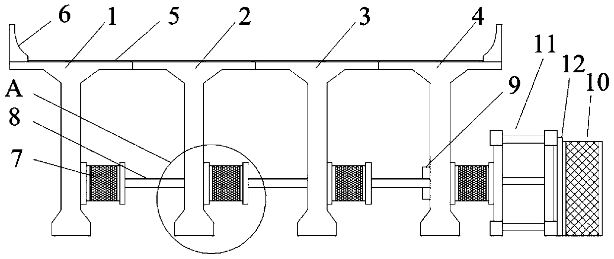 Anti-collision device of overline T-shaped beam bridge and mounting method thereof