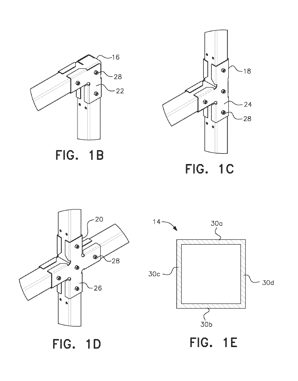 Tubular mezzanine and conveyor support structures and stiffener brackets for assembly thereof