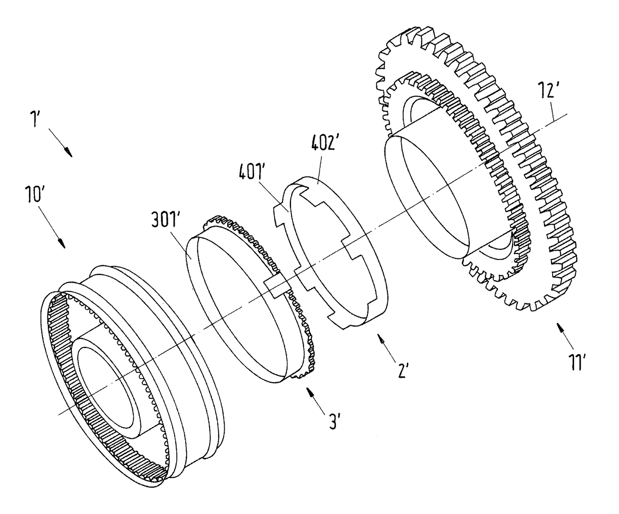 Synchronization unit for a gear changing transmission