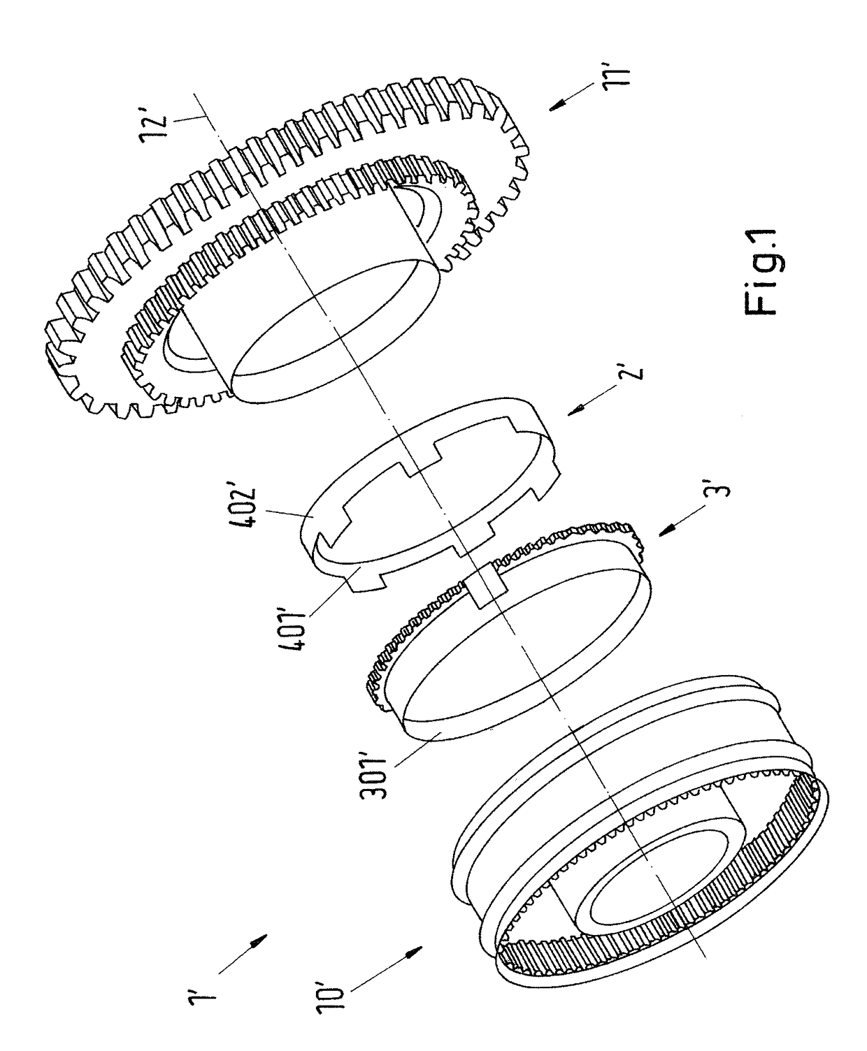 Synchronization unit for a gear changing transmission