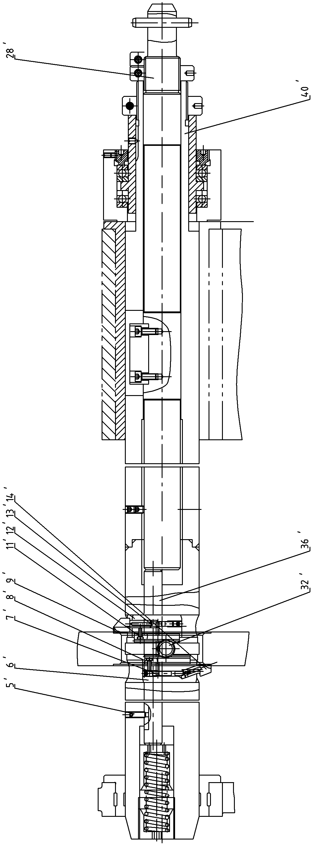 Boring rod component for machining thrust surface of diesel body