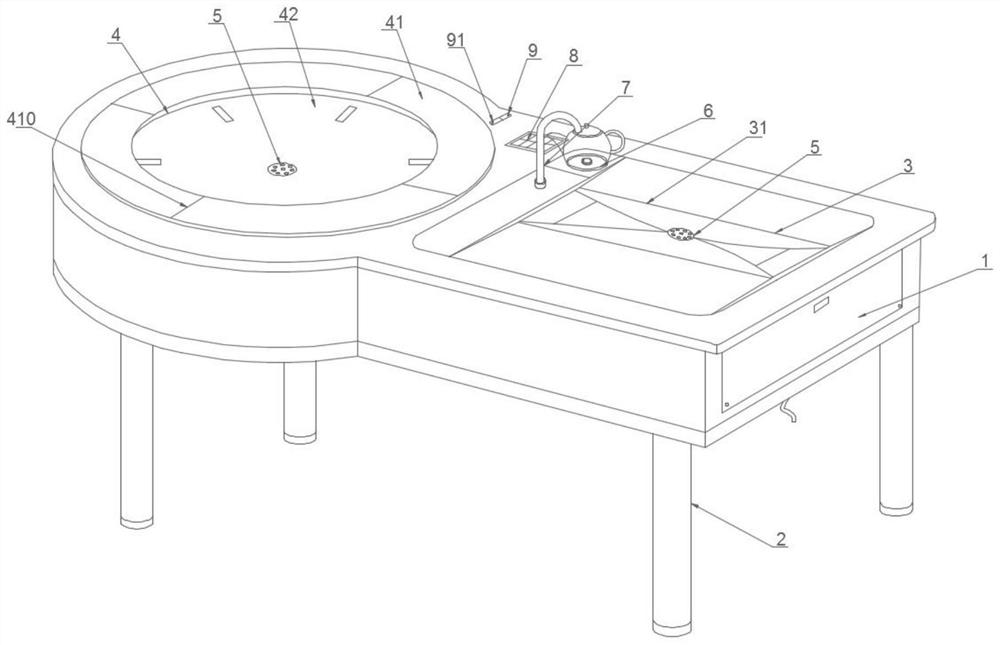 Multifunctional intelligent tea table and working method thereof