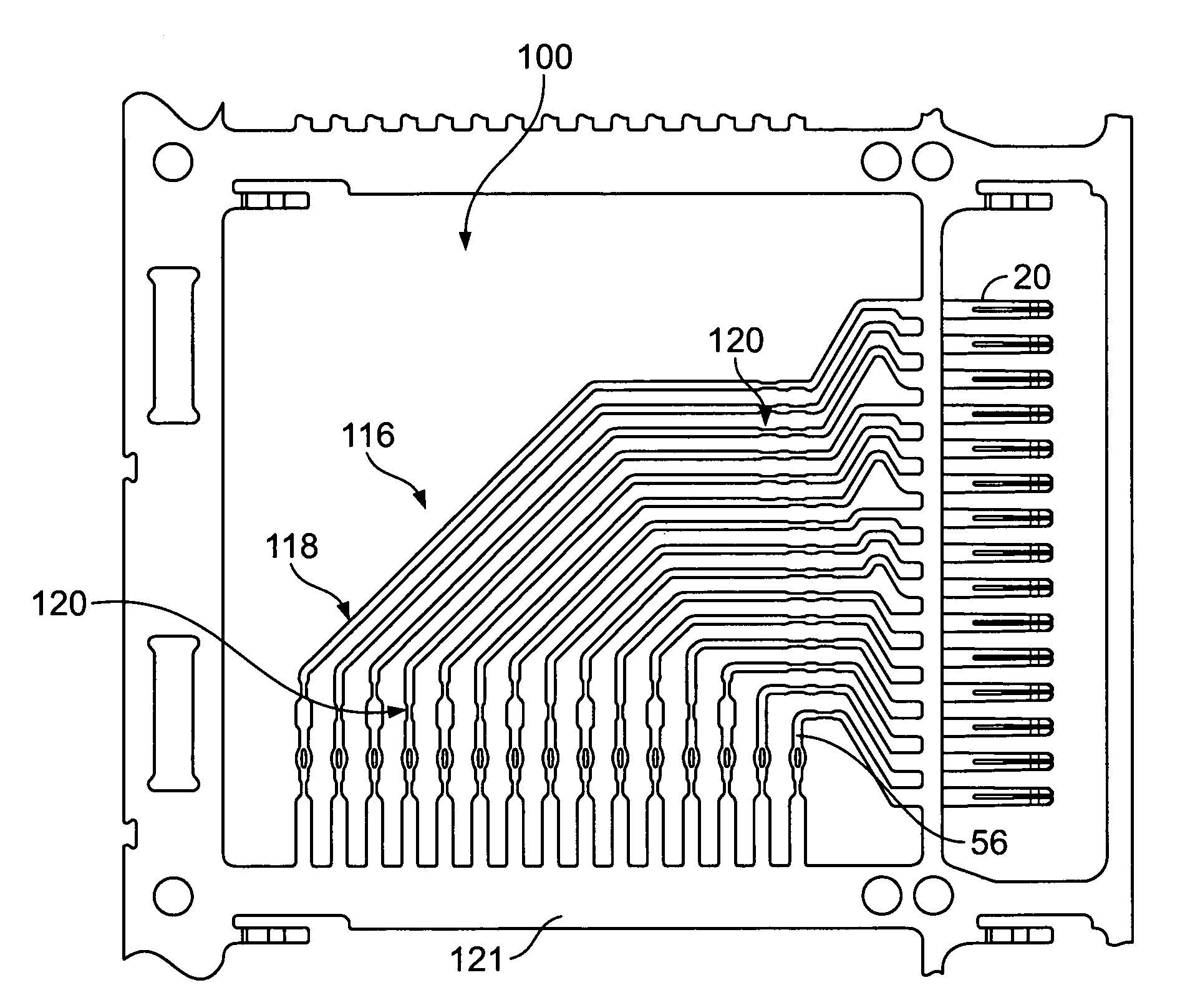 Skew controlled leadframe for a contact module assembly