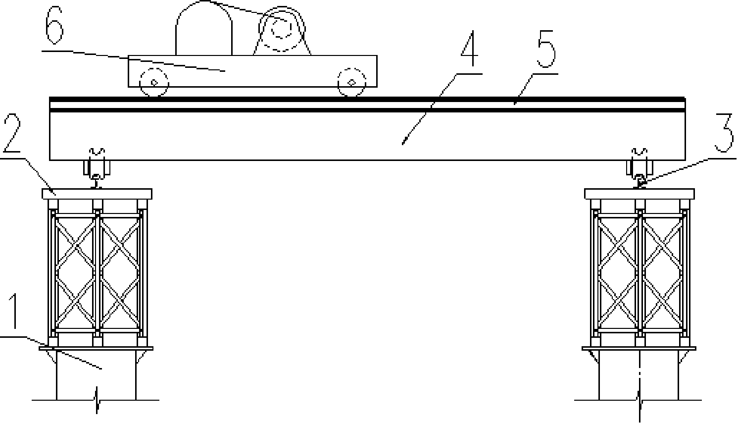 Bridge rib hoisting and supporting rack integral construction method and device