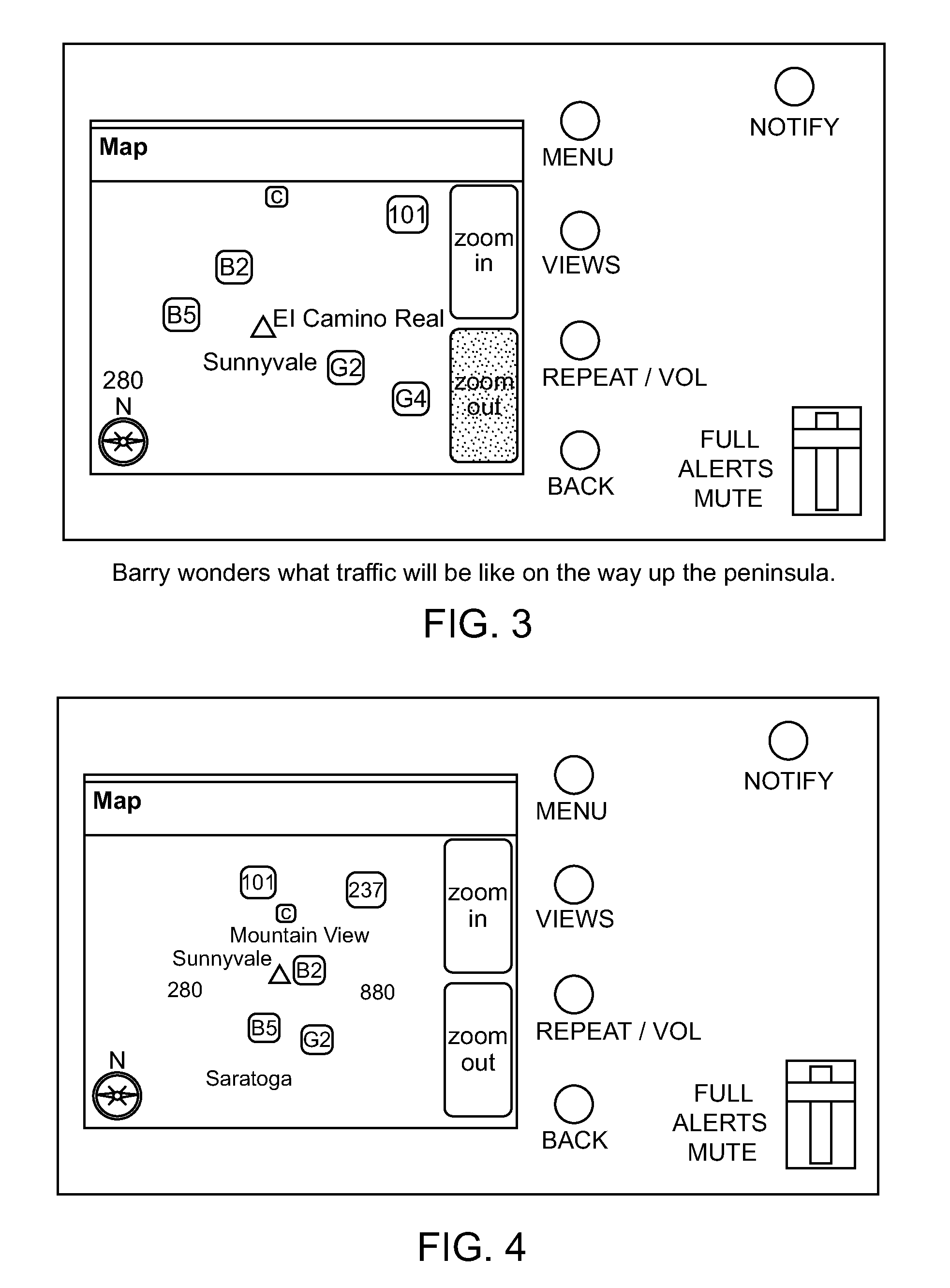 User interface system and method for a vehicle navigation device