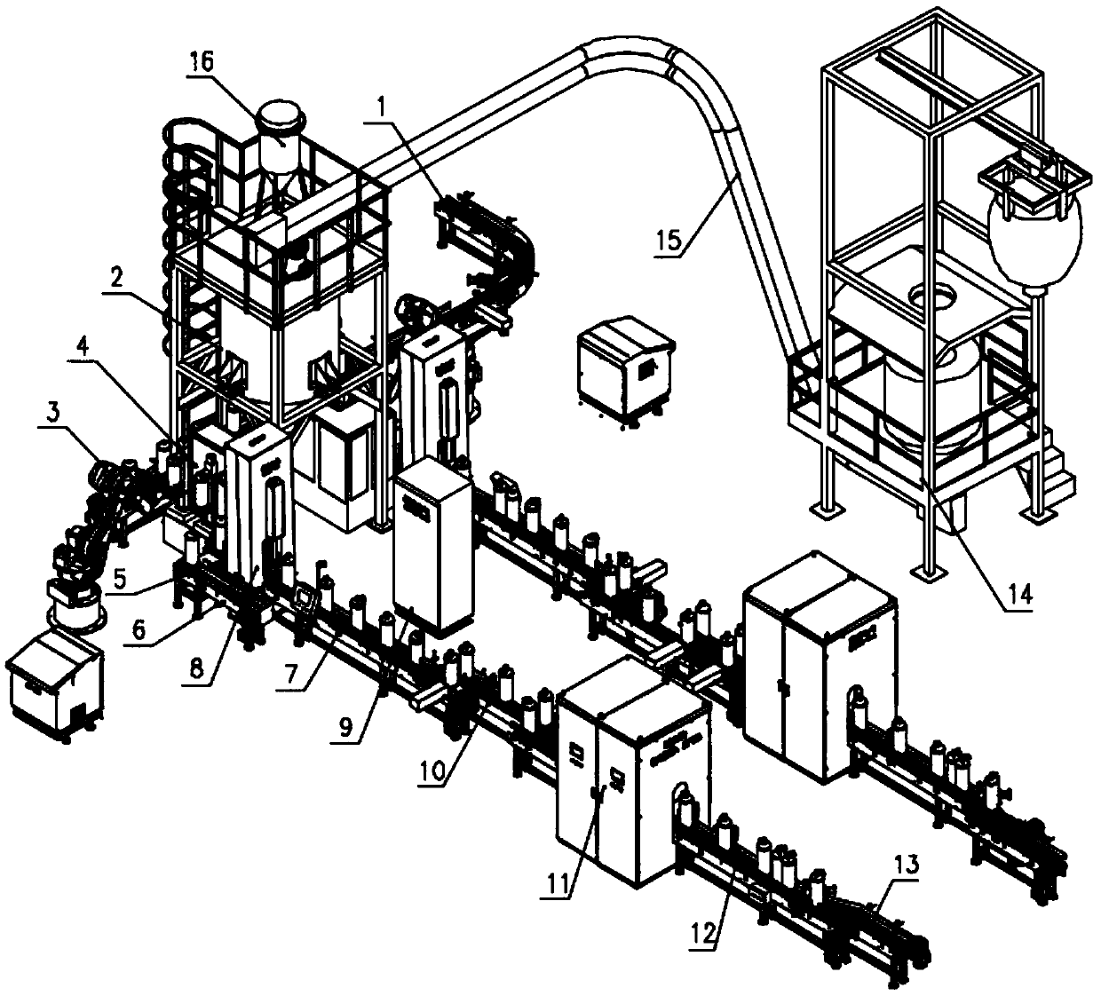 Automatic filling and inflating system of dry powder extinguisher