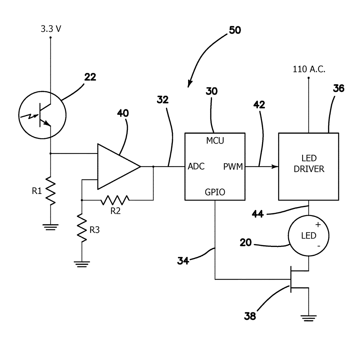 Daylight harvesting light fixture and control system for same