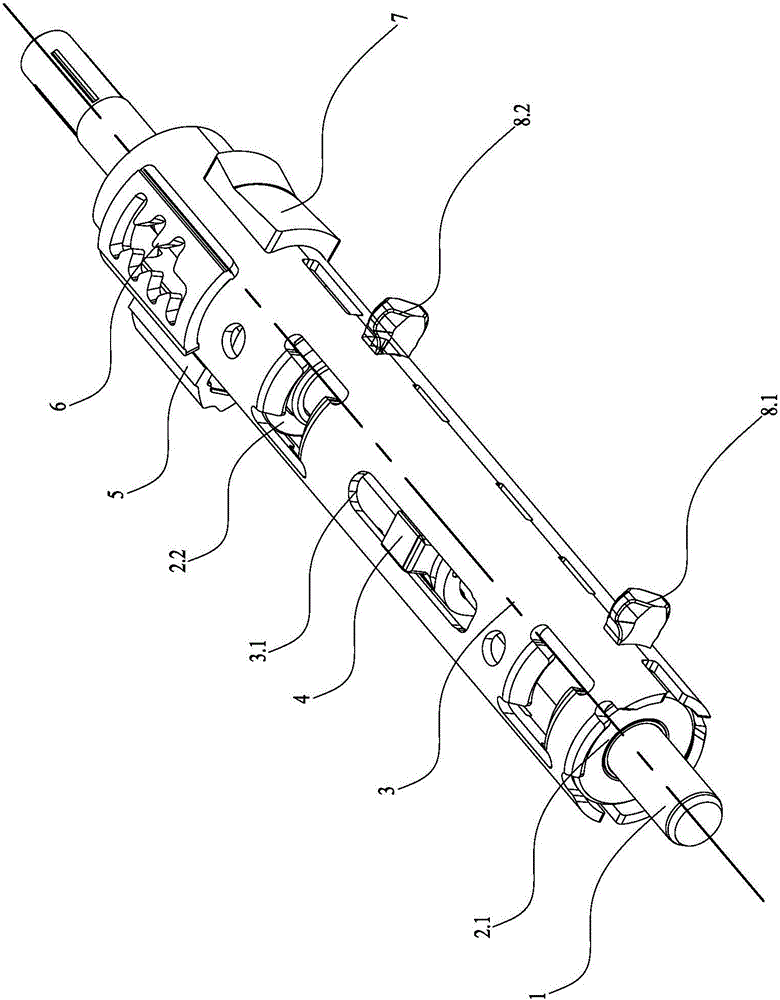 Gear selecting and shifting control mechanism of gear selecting and shifting device in automobile gearbox