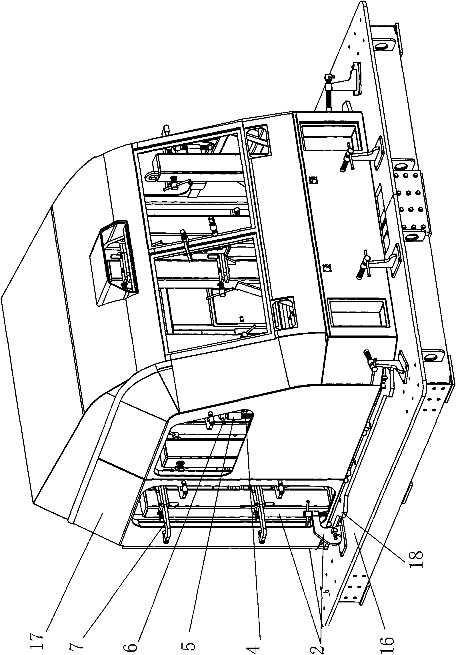 Locomotive cab steel structure flexible assembly jig