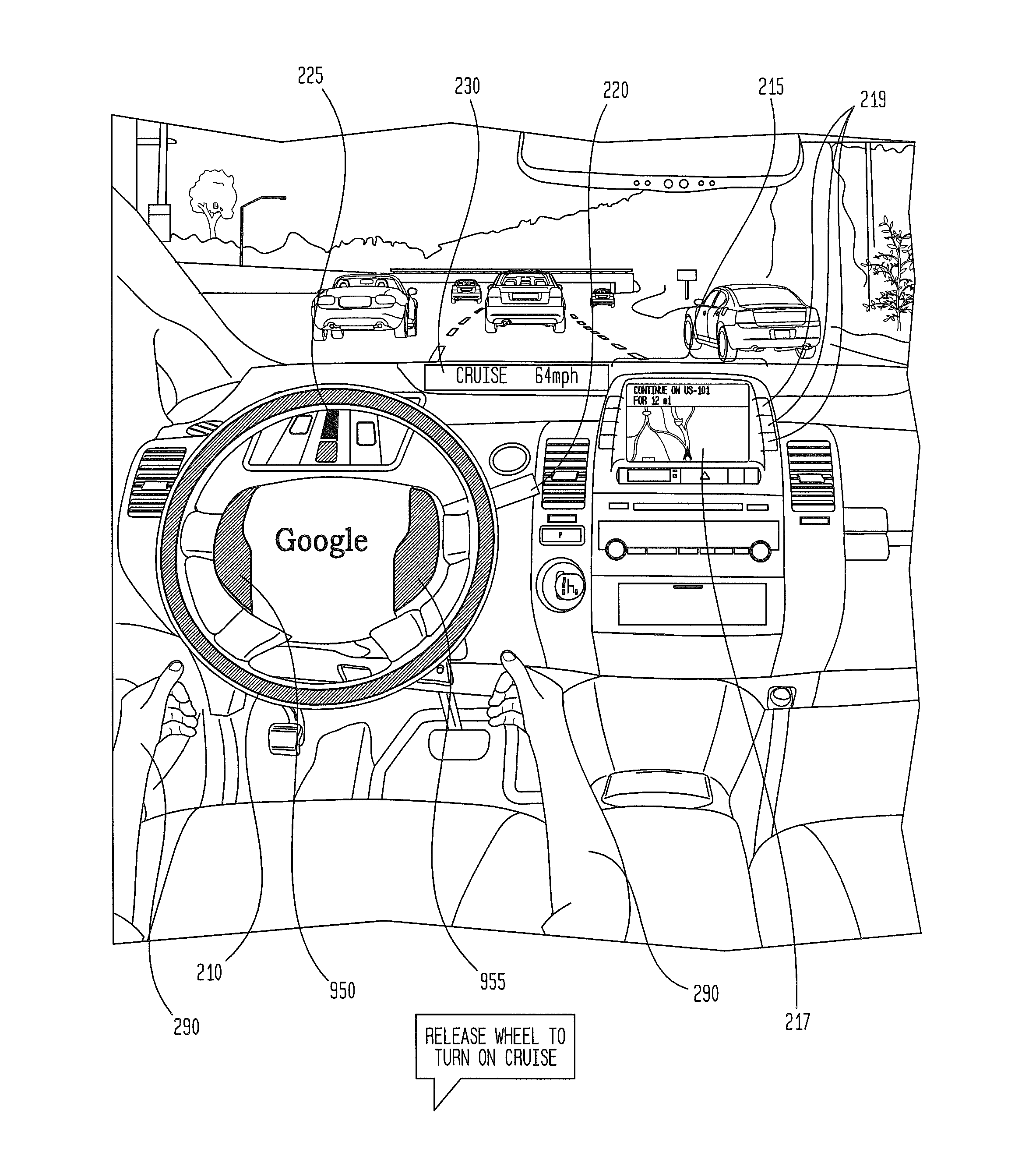 User interface for displaying internal state of autonomous driving system