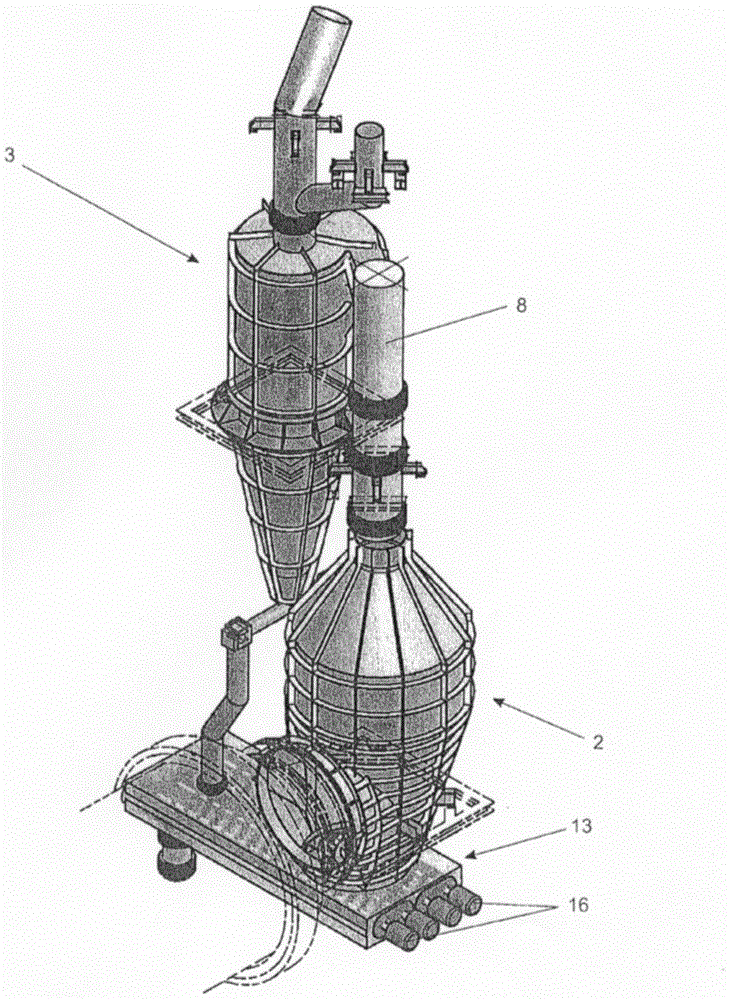 Separator for separating solid particles from a vapour-gas mixture