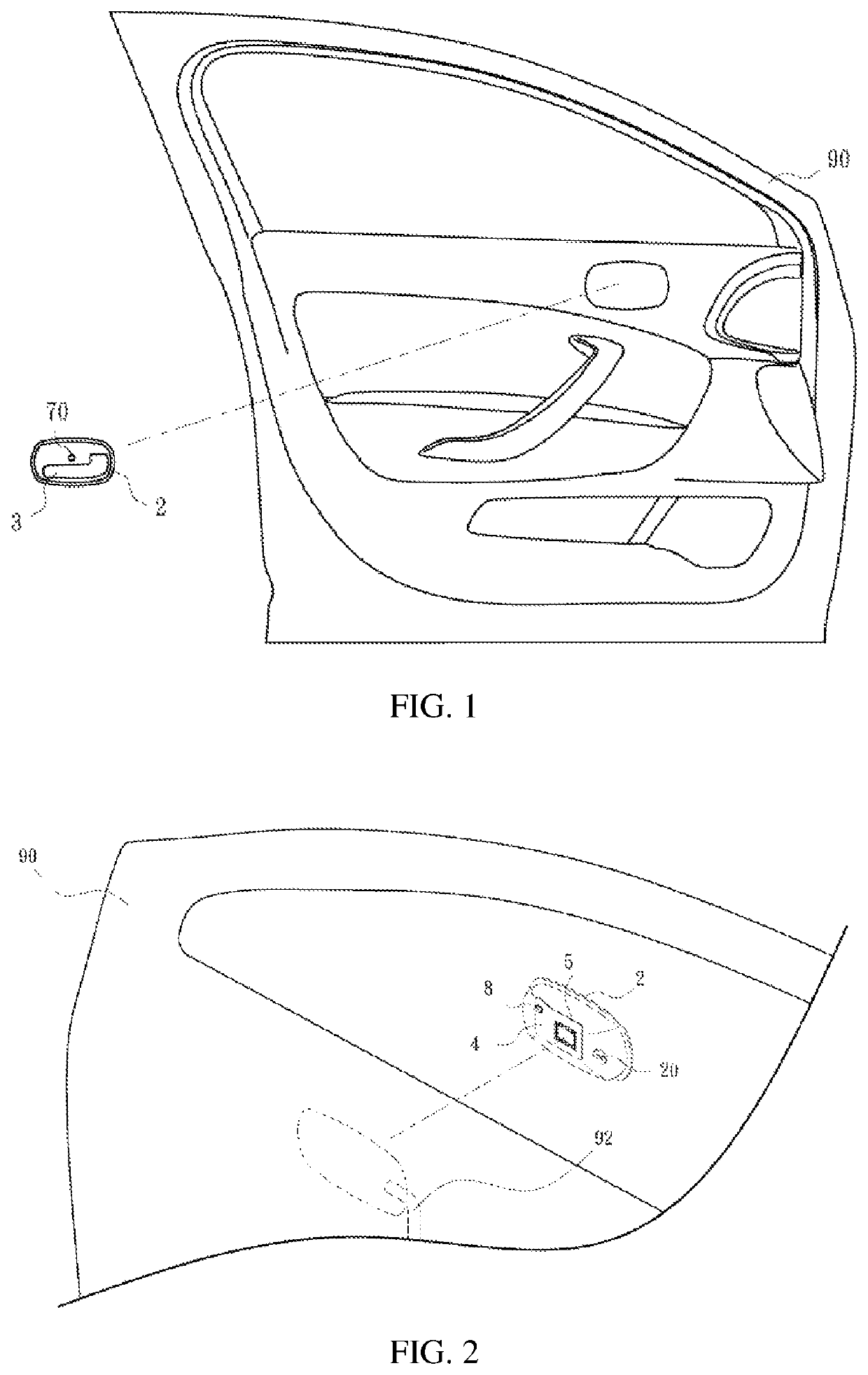 Capacitive sensing car-door pre-opening warning device based on a flexible printed circuit