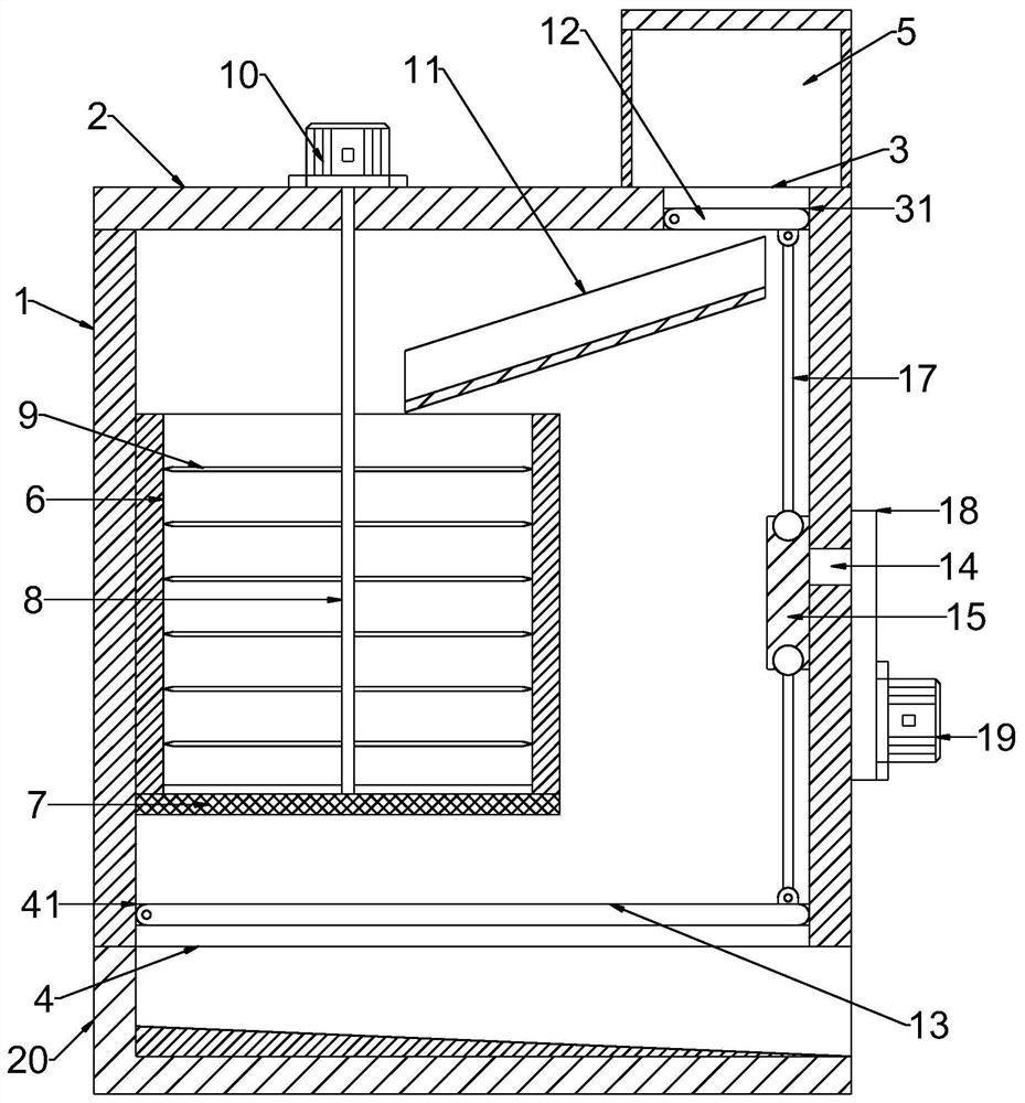 A continuous agricultural product crushing device with automatic intermittent feeding and discharging