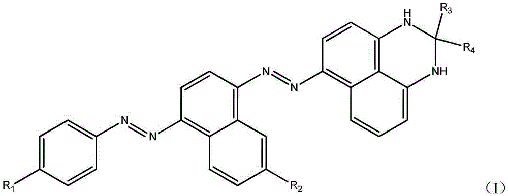 Bisazo purple dye and application thereof