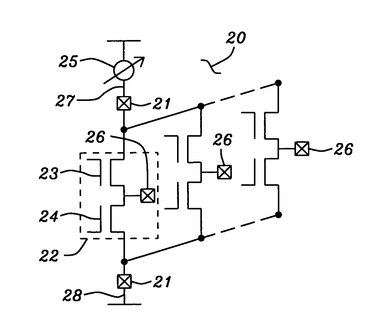 Supply current based testing of CMOS output stages