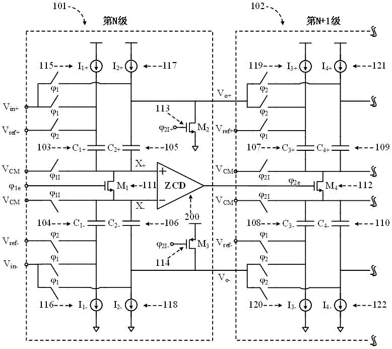 Calibration circuit and calibration method of pipeline analog-to-digital converter based on zero-cross comparison