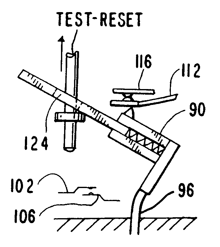 Circuit interrupting device with single throw, double mode button for test-reset function