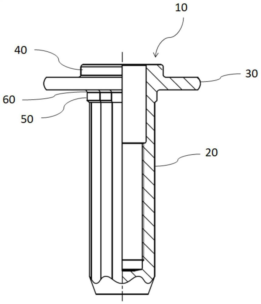 Double-step sealing rivet nut, double-step sealing riveting mechanism and double-step sealing riveting mechanism after-connection device