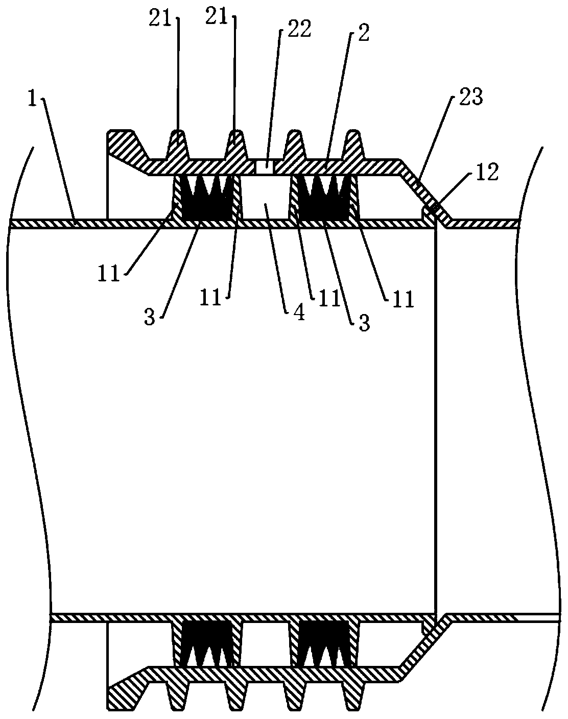 A kind of frd double seal real-time detection closed water socket joint