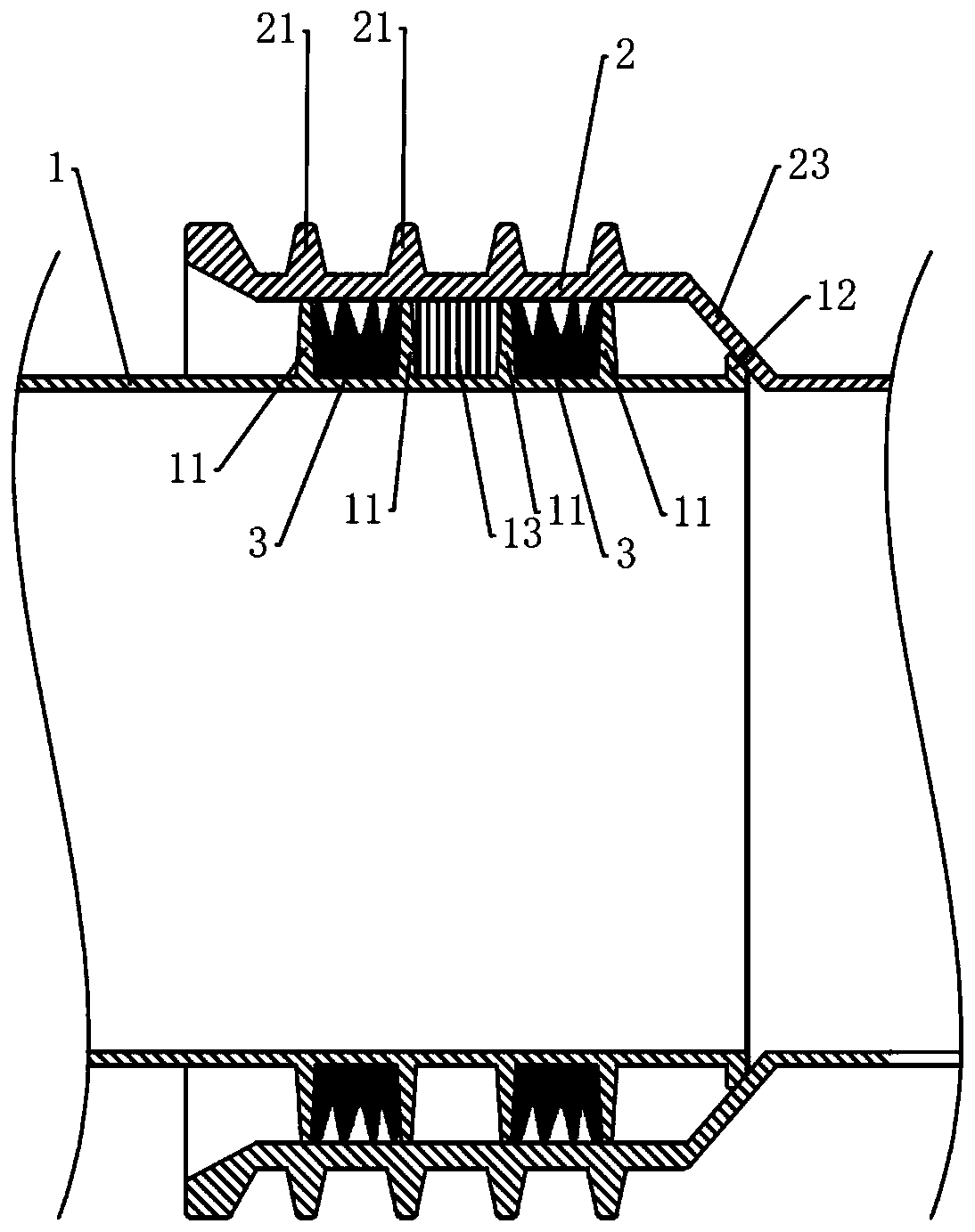 A kind of frd double seal real-time detection closed water socket joint