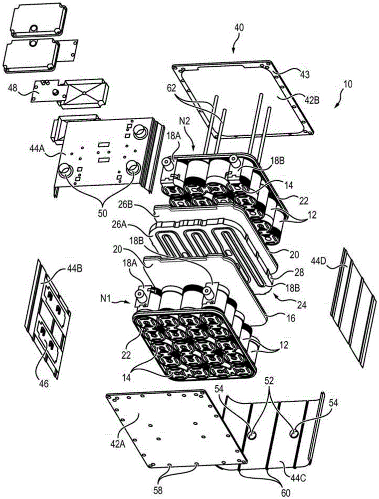 Energy storage module comprising a plurality of energy storage assemblies