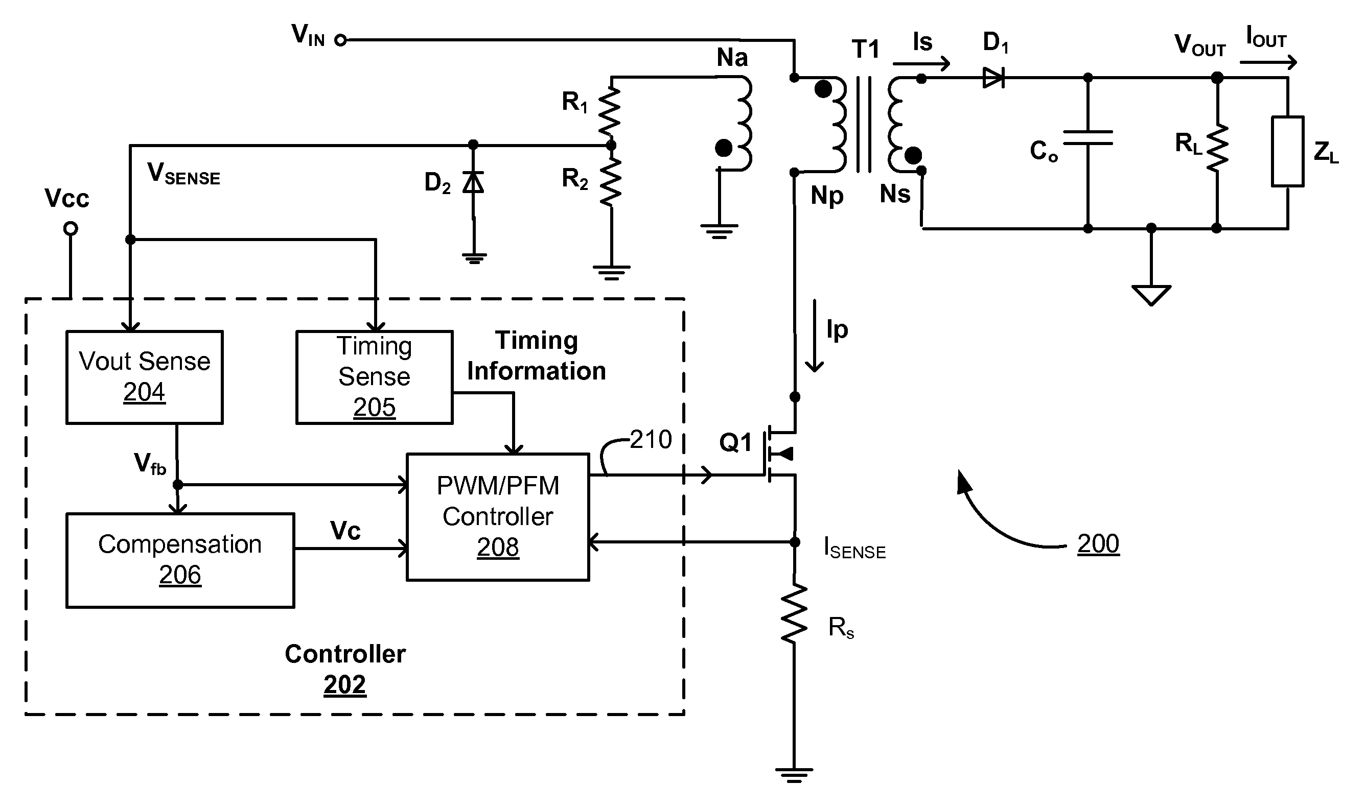 Adaptive control for transition between multiple modulation modes in a switching power converter