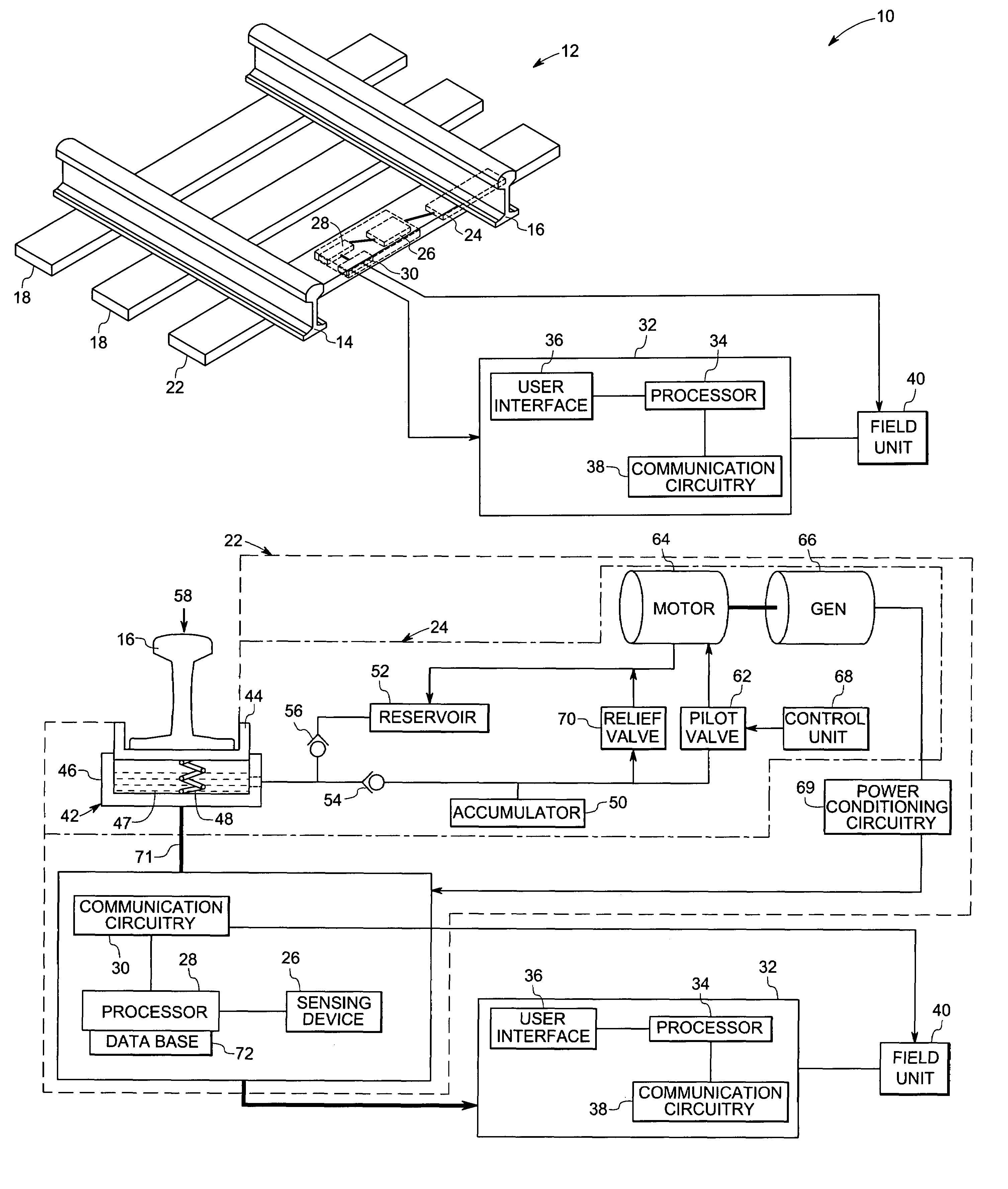 Self powered railway monitoring system