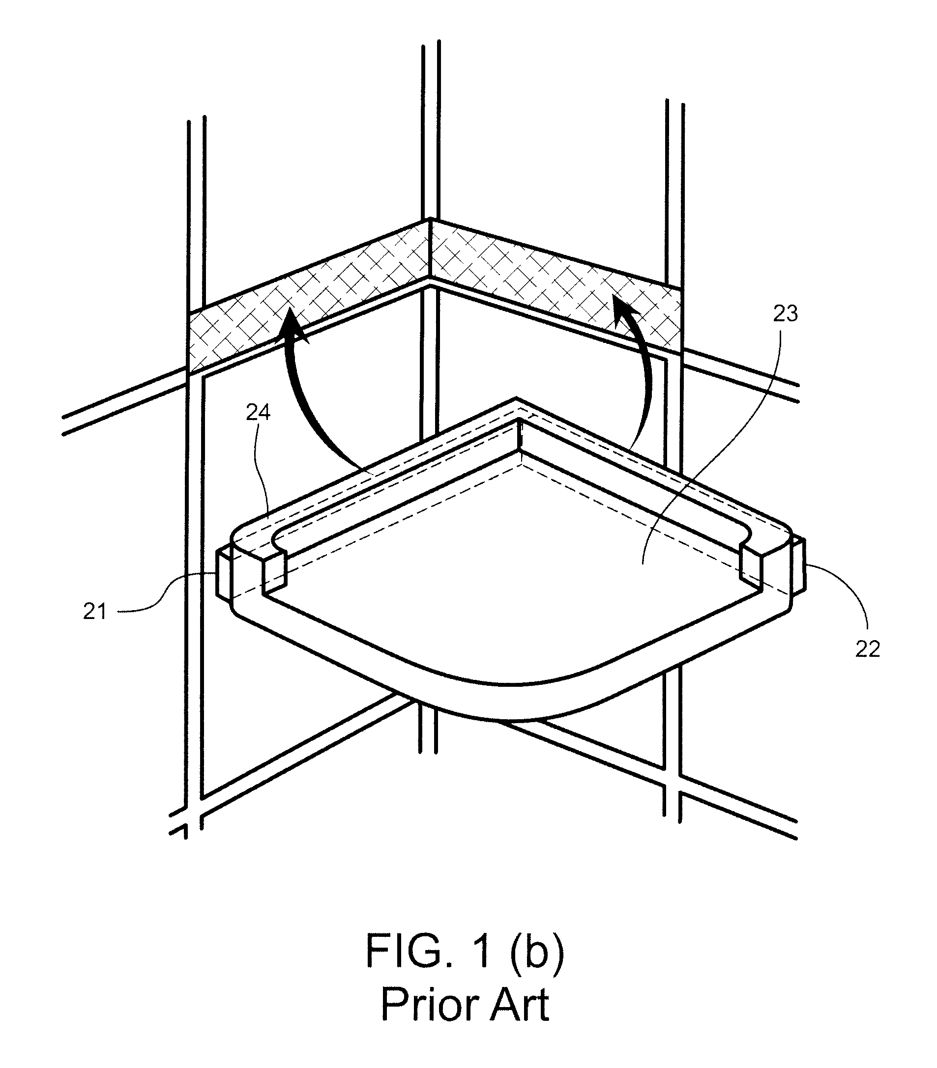 Retrofit shower corner shelf assembly