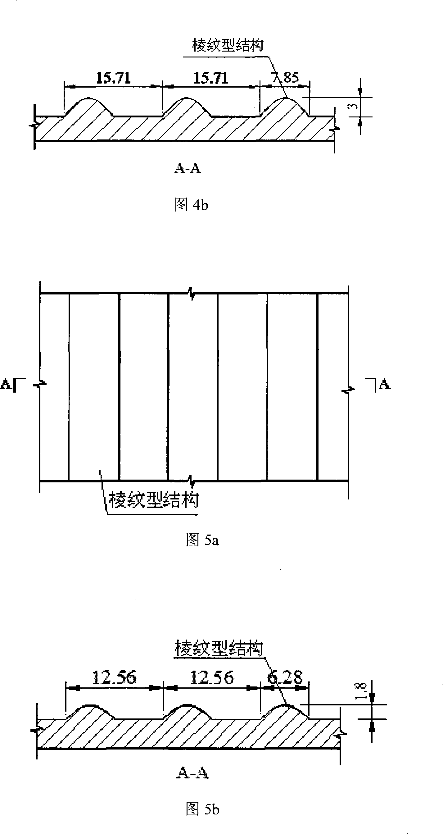 Rib type bionic abrasion-proof structure surface