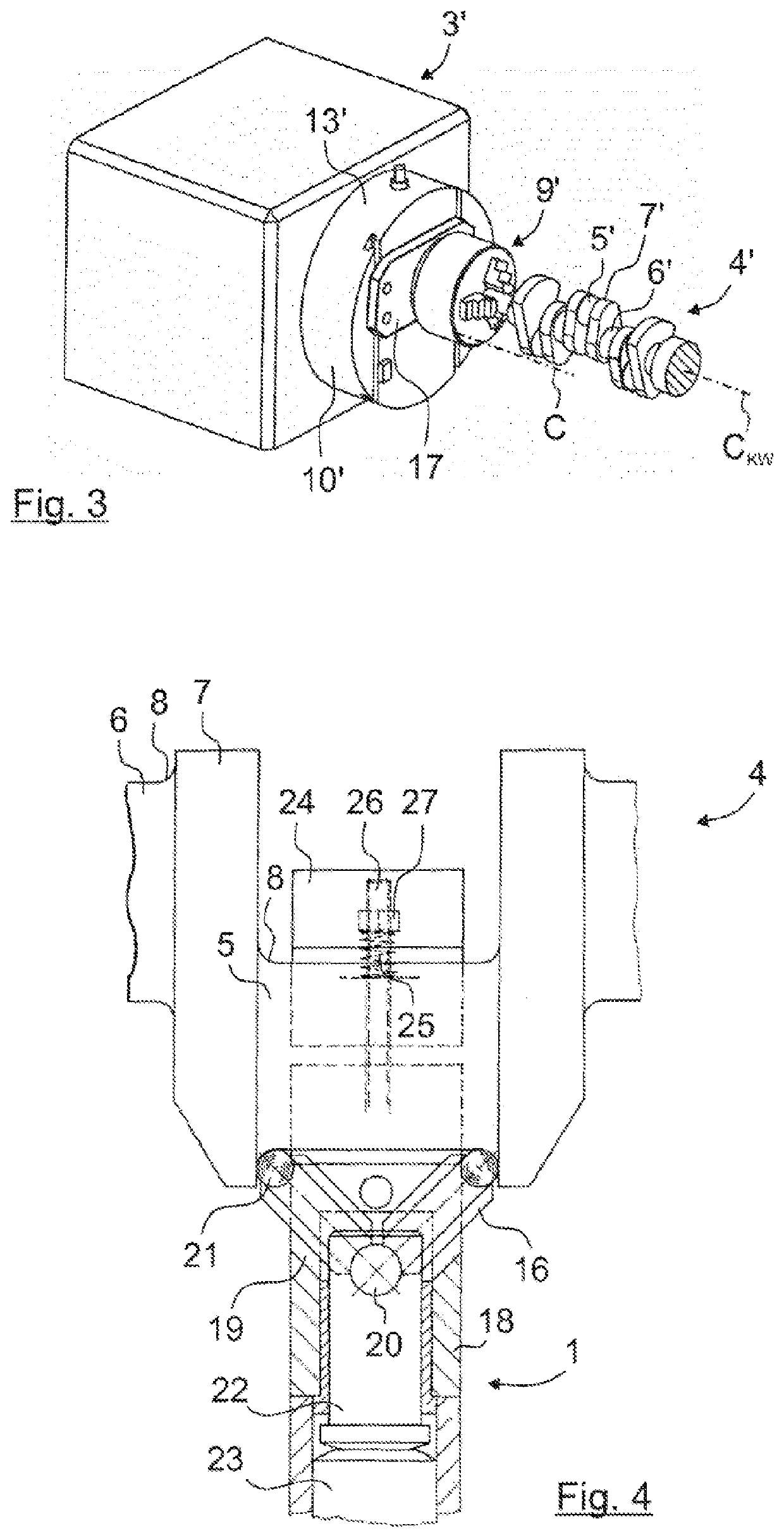 Method and device for the impact treatment of transition radii of a crankshaft