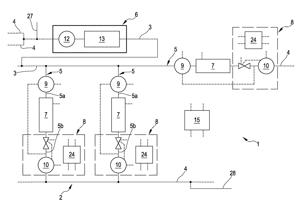 Conditioning and/or heating plant and process of controlling the same plant