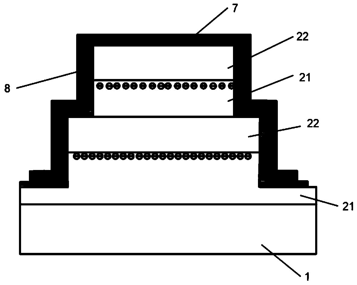 AlGaAs/GaAs high-electron-mobility transistor with multi-channel laminated insulation side gate fin type structure and preparation method thereof